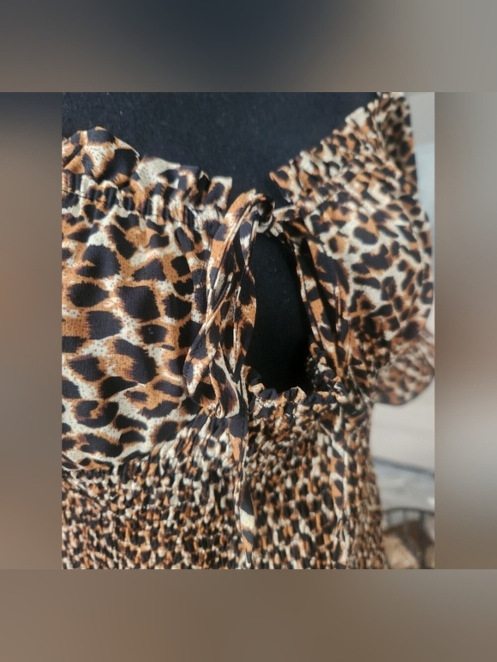 Leopard Print Puff Sleeves Dress NWT - Picture 9 of 11